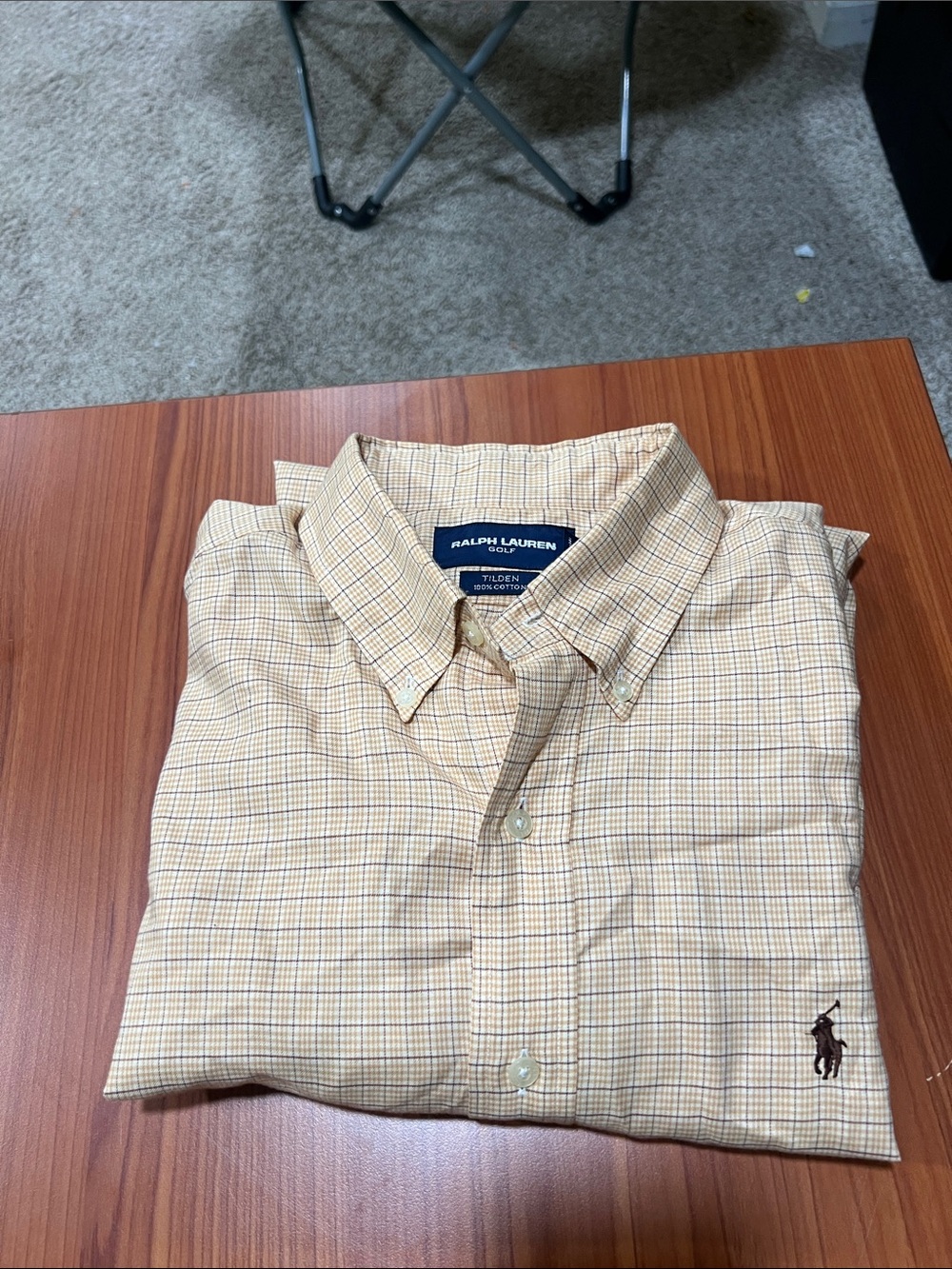 Ralph Lauren Men's Light Yellow Plaid Button-Down Shirt
